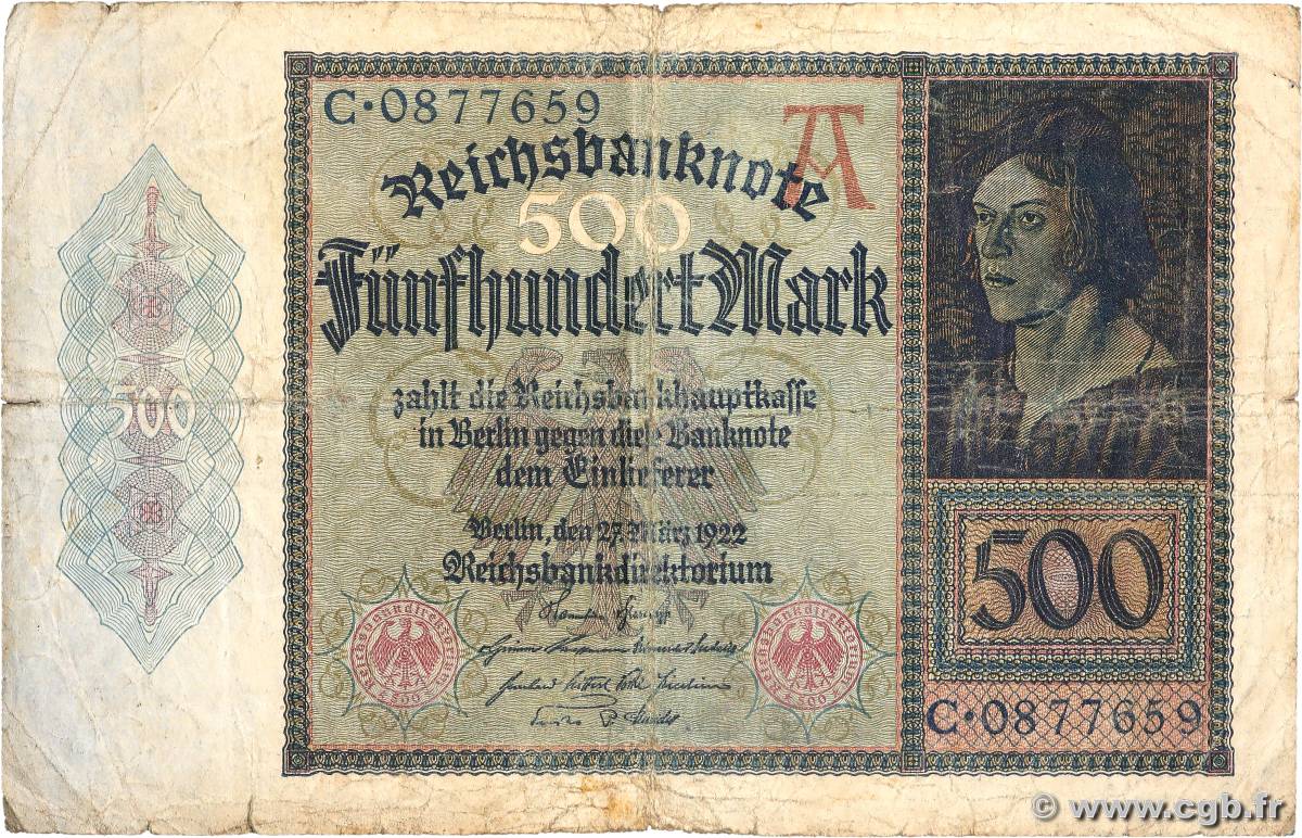 500 Mark GERMANIA  1922 P.073 MB