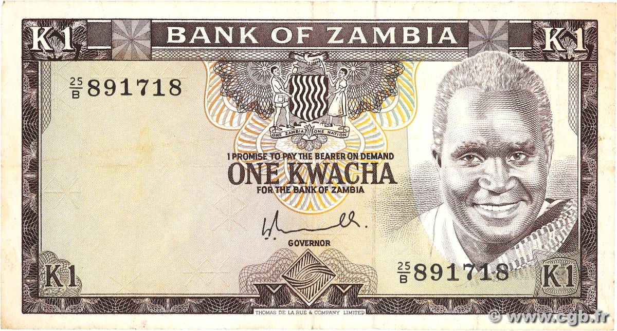 1 Kwacha ZAMBIA  1979 P.19a MB