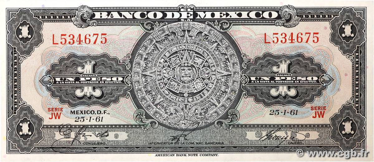 1 Peso MEXIQUE  1961 P.059h pr.NEUF