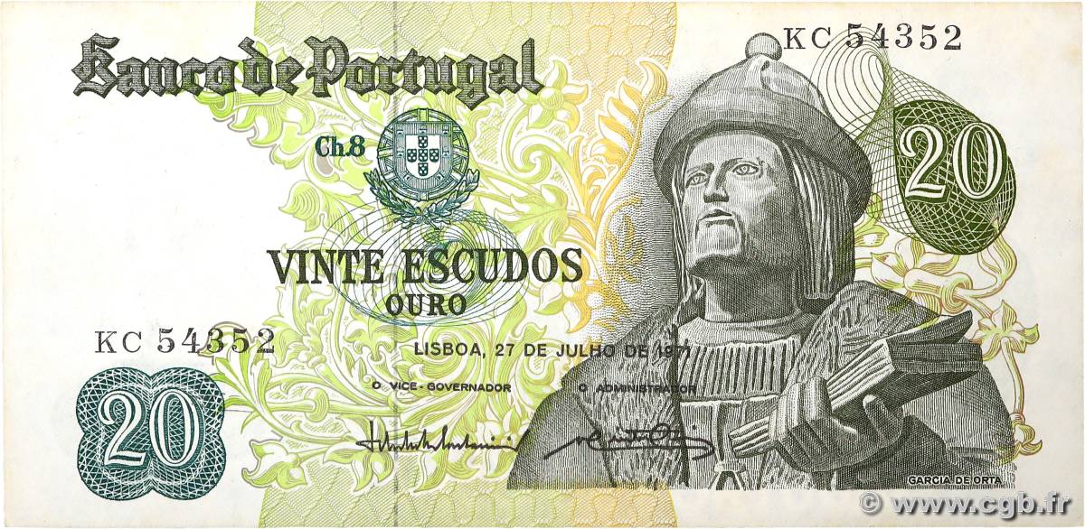 20 Escudos PORTUGAL  1971 P.173 SUP