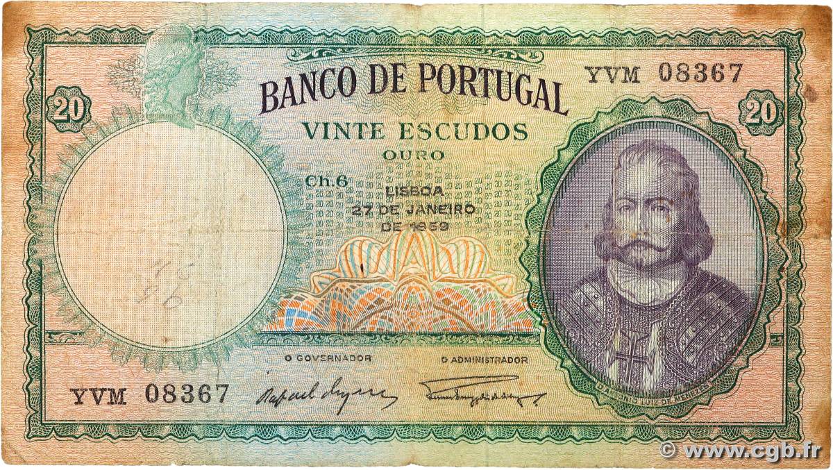 20 Escudos PORTUGAL  1959 P.153b B