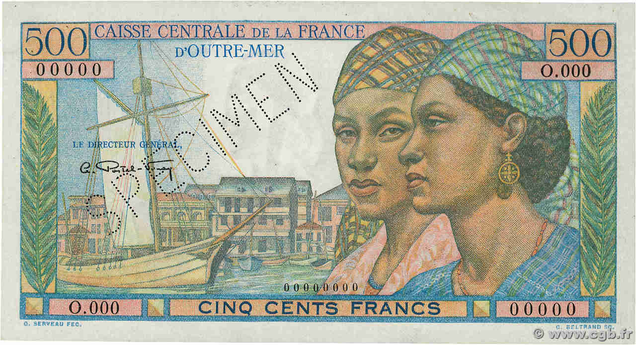 500 Francs Pointe à Pitre Spécimen AFRIQUE ÉQUATORIALE FRANÇAISE  1946 P.25s fST