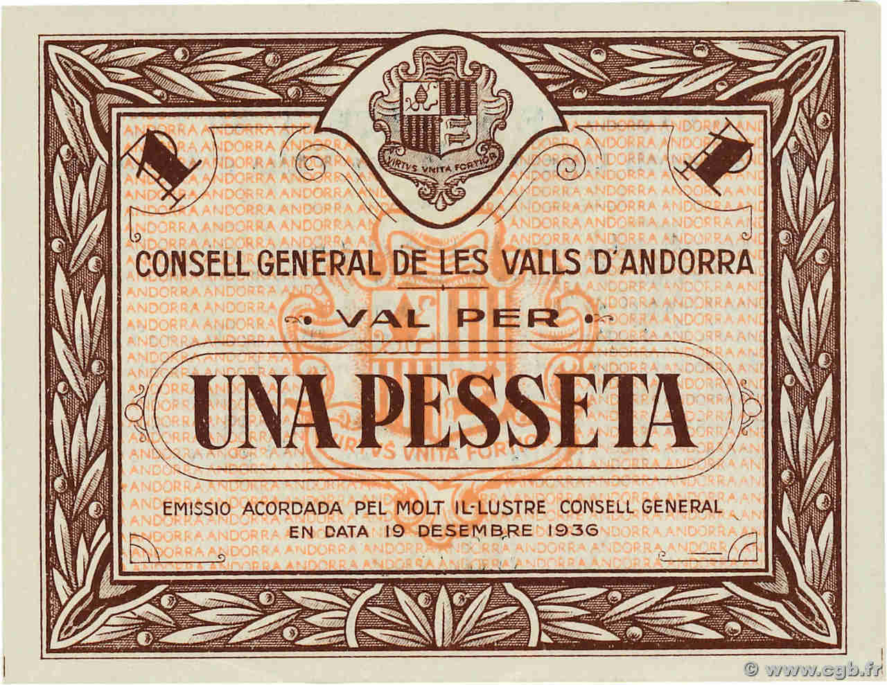 1 Pesseta ANDORRE  1936 P.06 q.FDC