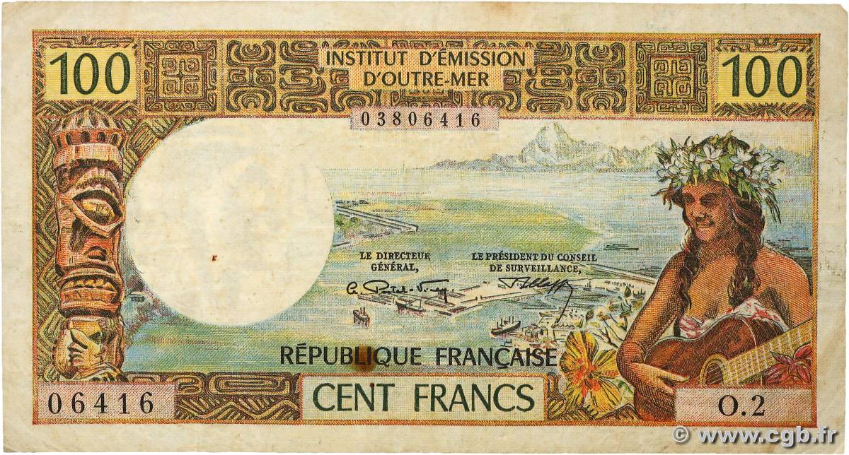 100 Francs TAHITI  1973 P.24b VG