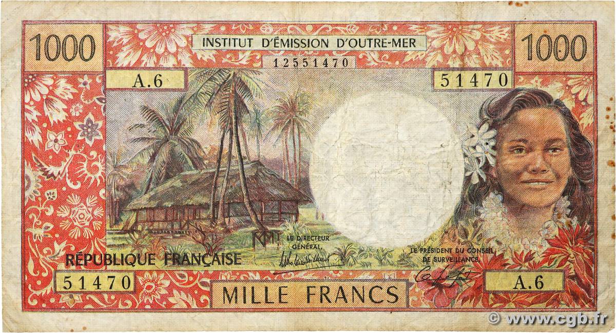 1000 Francs TAHITI  1985 P.27d RC+