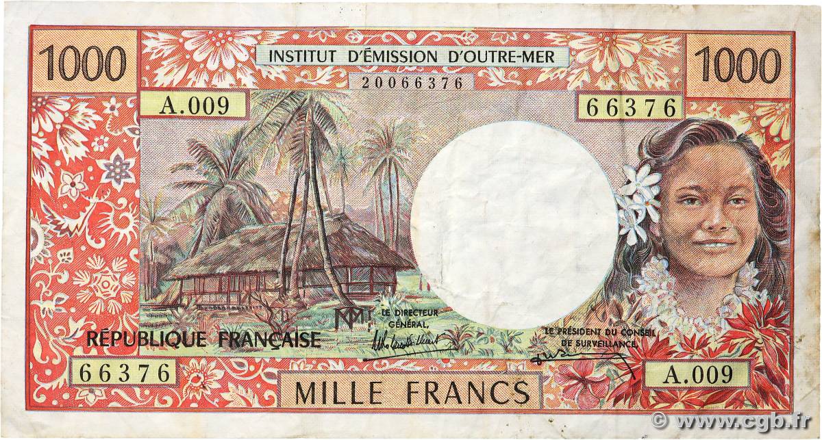 1000 Francs TAHITI  1985 P.27d F