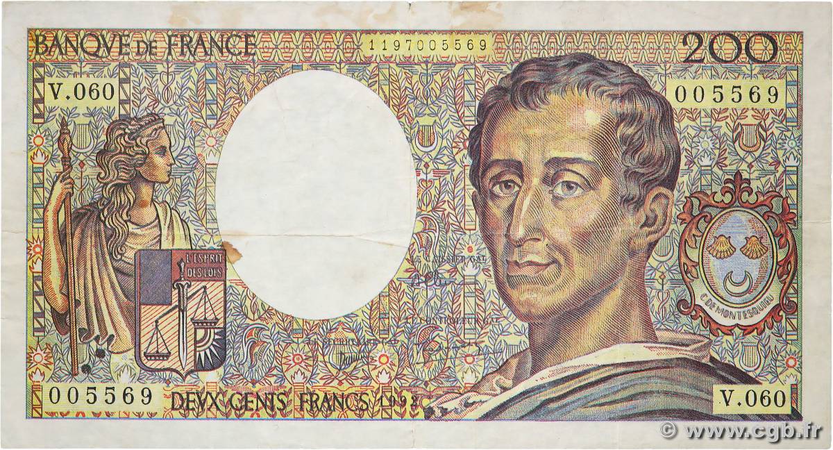 200 Francs MONTESQUIEU Faux FRANCE  1992 F.70.12a TB+