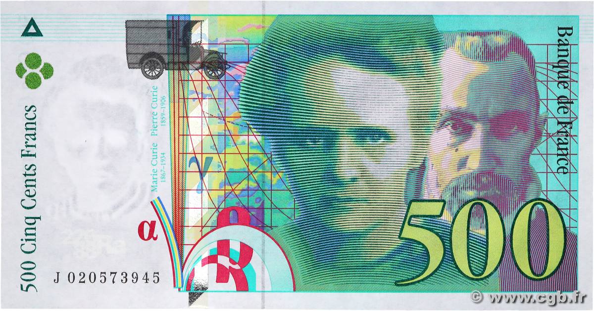 500 Francs PIERRE ET MARIE CURIE FRANCE  1994 F.76.01 UNC-