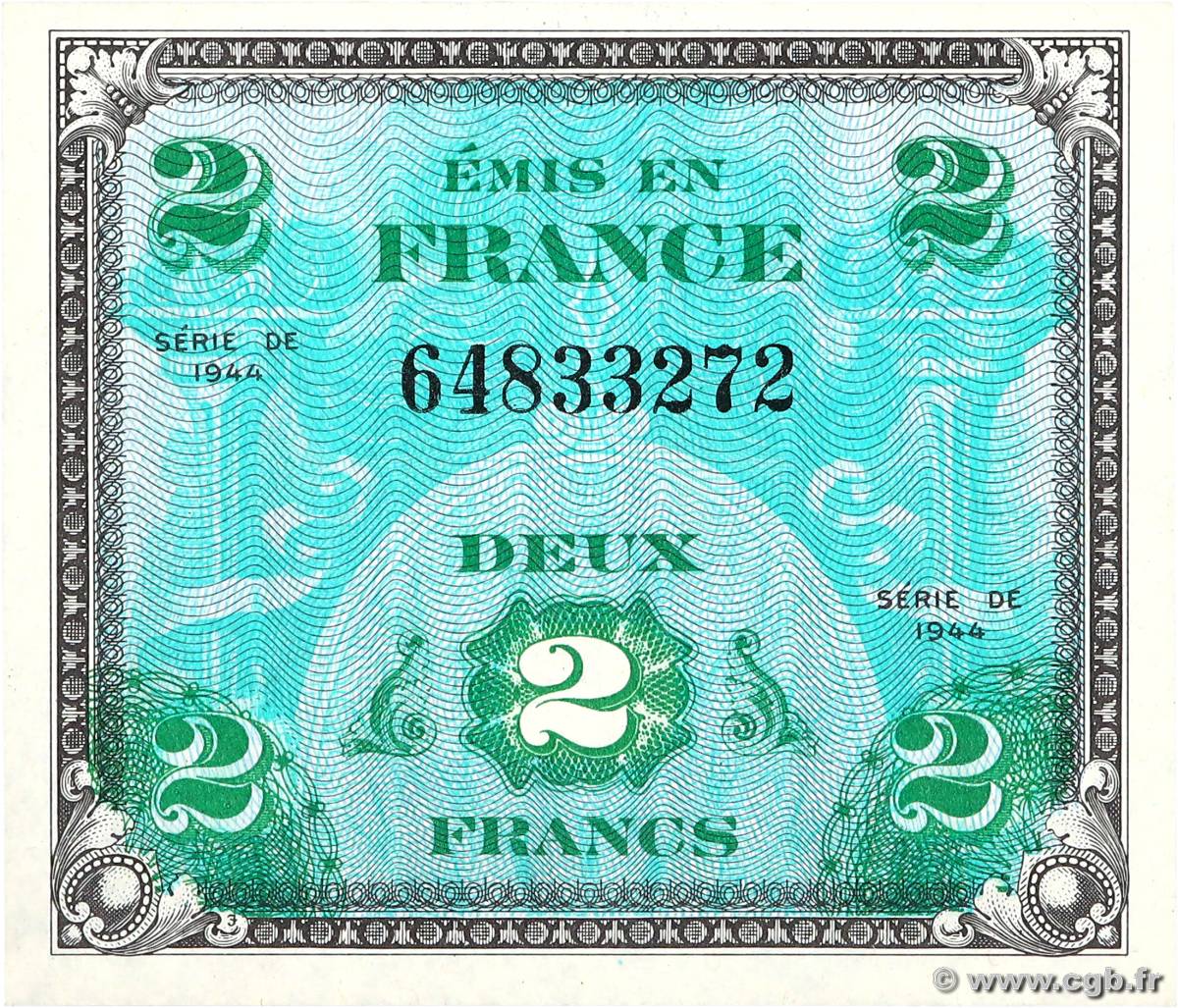 2 Francs DRAPEAU FRANCE  1944 VF.16.01 UNC