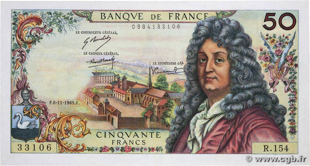 50 Francs RACINE FRANCE  1969 F.64.15 XF