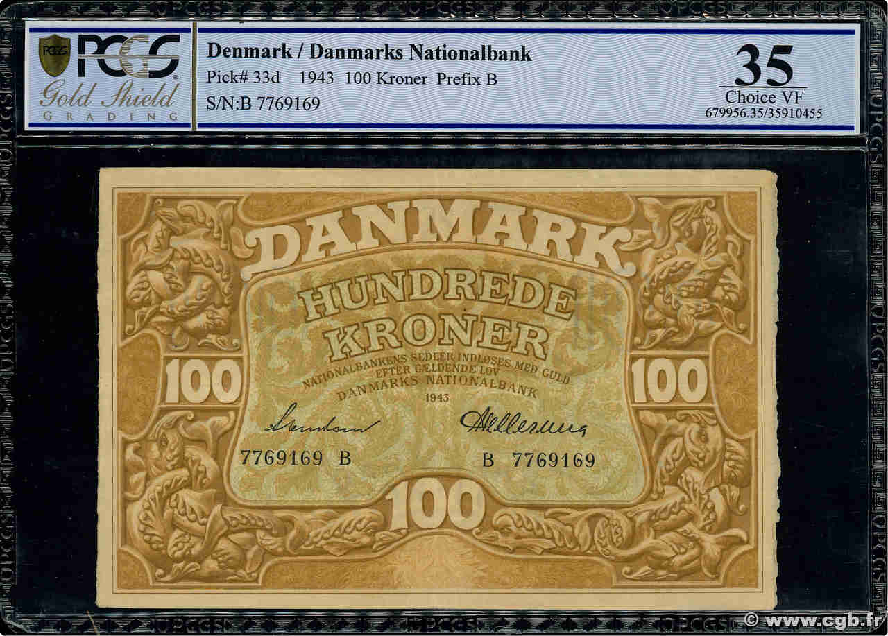 100 Kroner DENMARK  1943 P.033d VF+