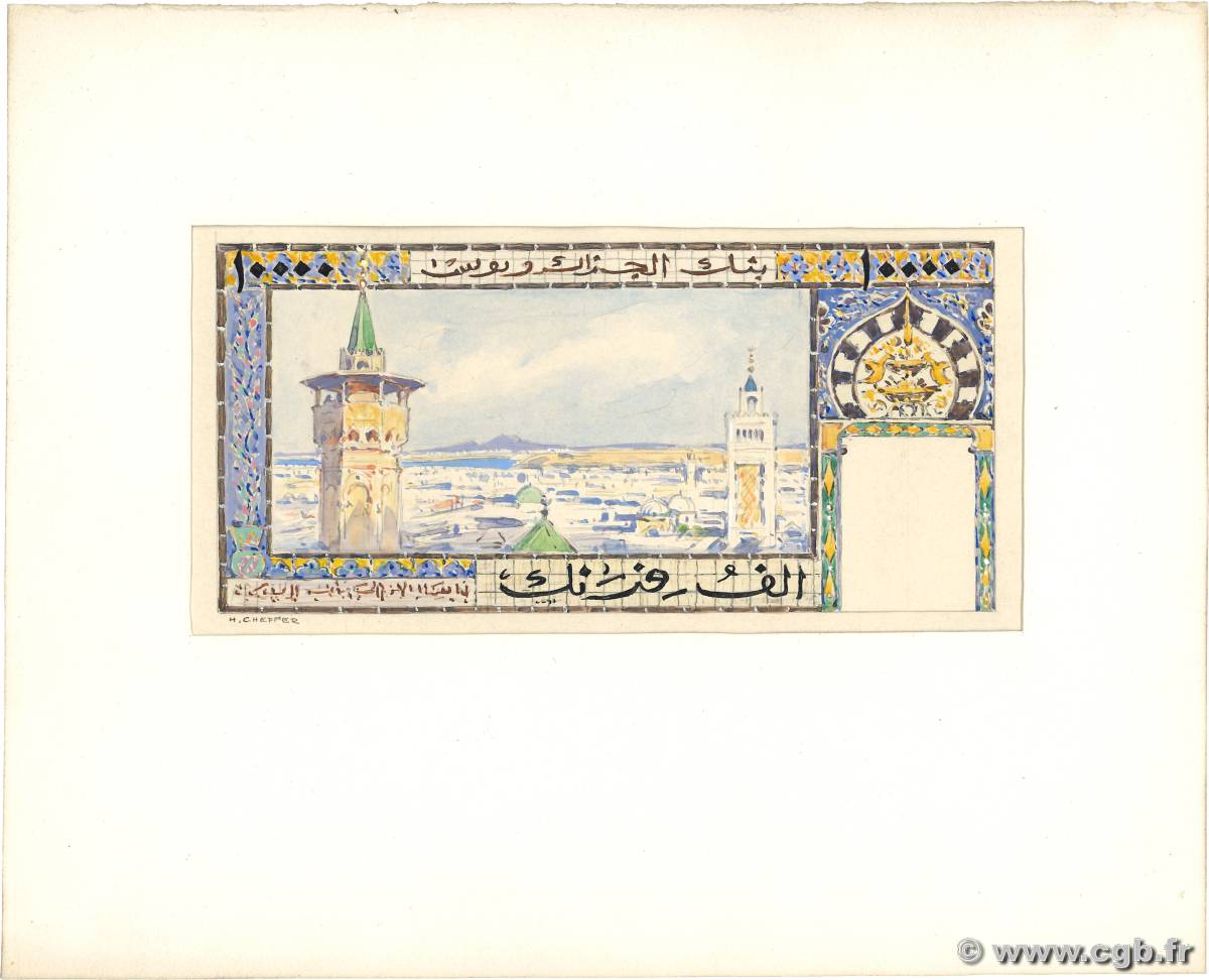 10000 Francs Gouache ALGERIA  1956 P.- AU