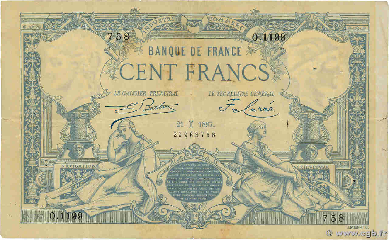 100 Francs type 1882 - À filigrane dégagé FRANCE  1887 F.A48.07 TB