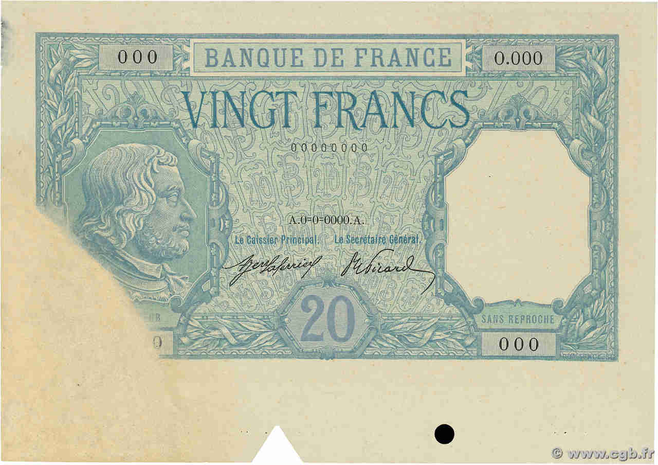 20 Francs BAYARD Épreuve FRANKREICH  1916 F.11.00E SS