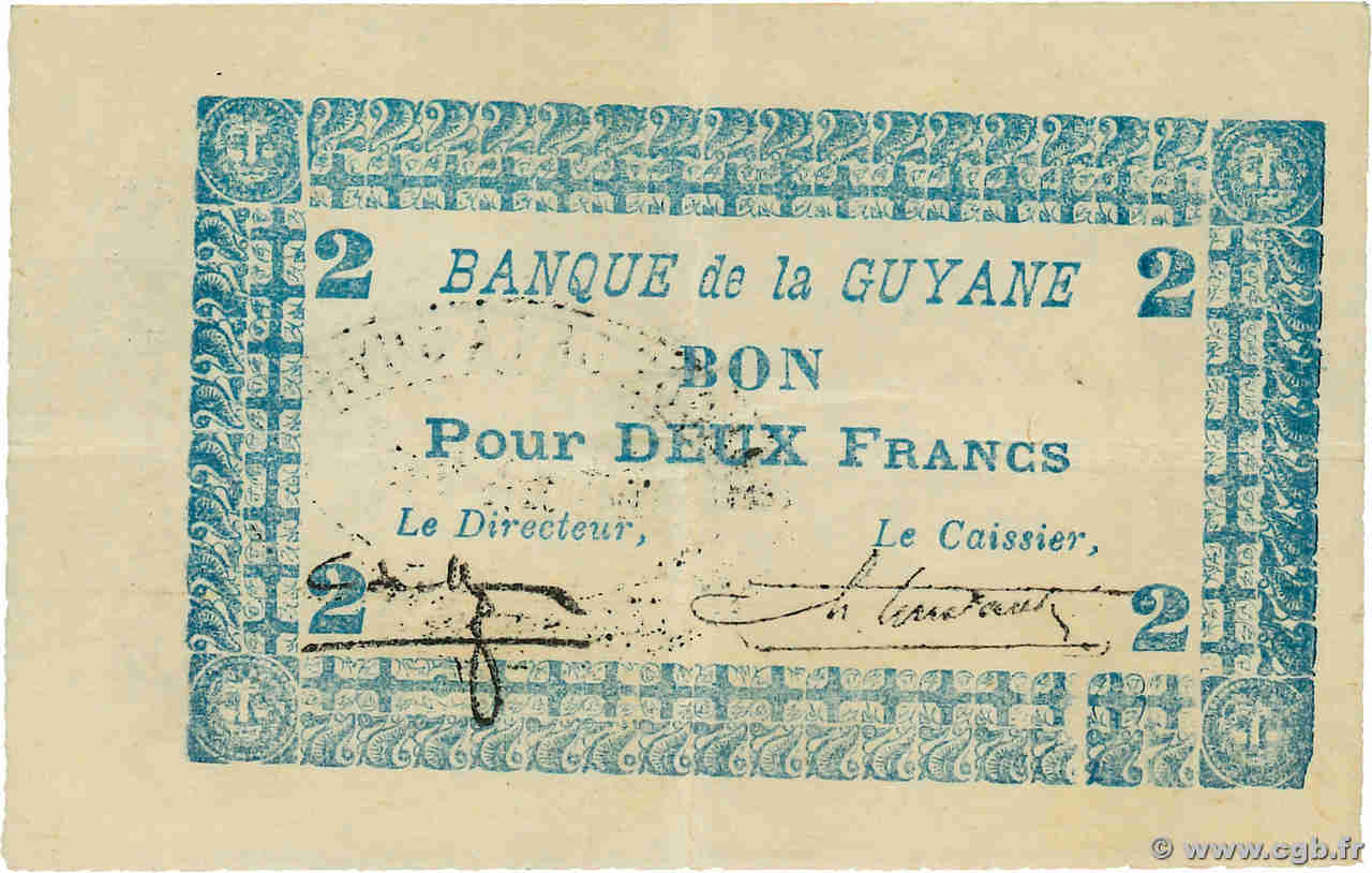 2 Francs FRENCH GUIANA  1940 P.11Cb VF+