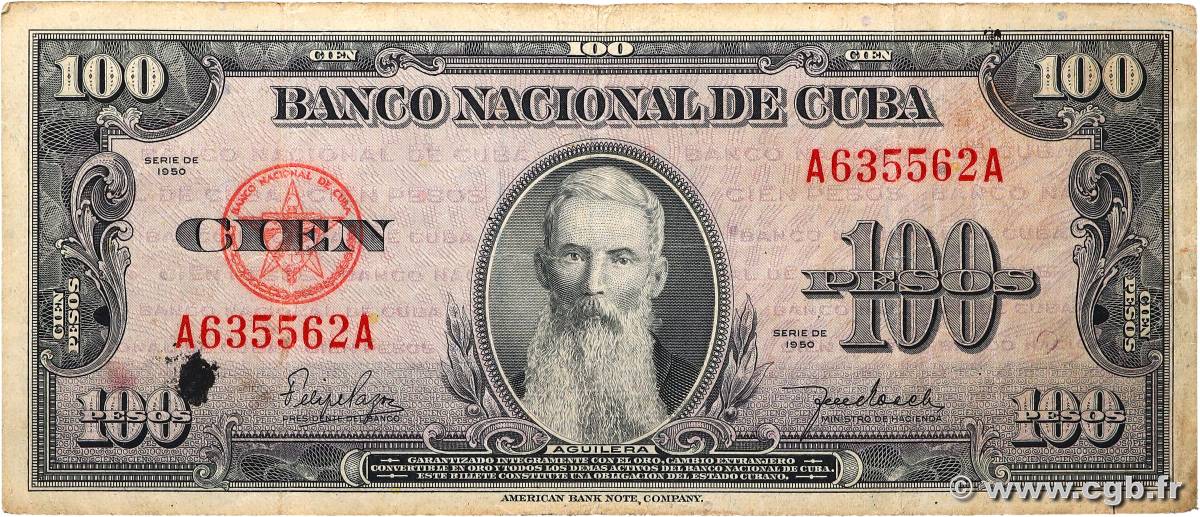 100 Pesos CUBA  1950 P.082a BC+