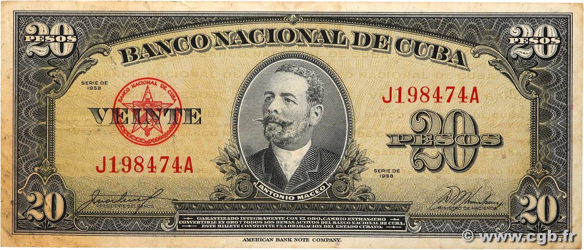 20 Pesos  CUBA  1958 P.080b F