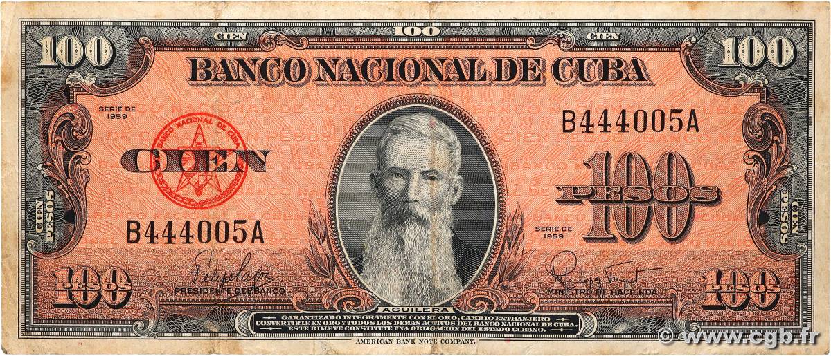 100 Pesos CUBA  1959 P.093a MB