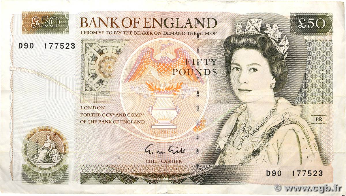 50 Pounds ENGLAND  1988 P.381b F+