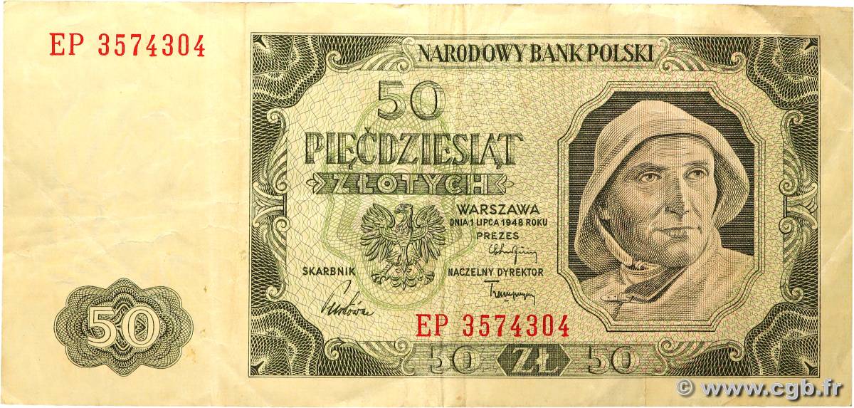 50 Zlotych POLONIA  1948 P.138 q.BB