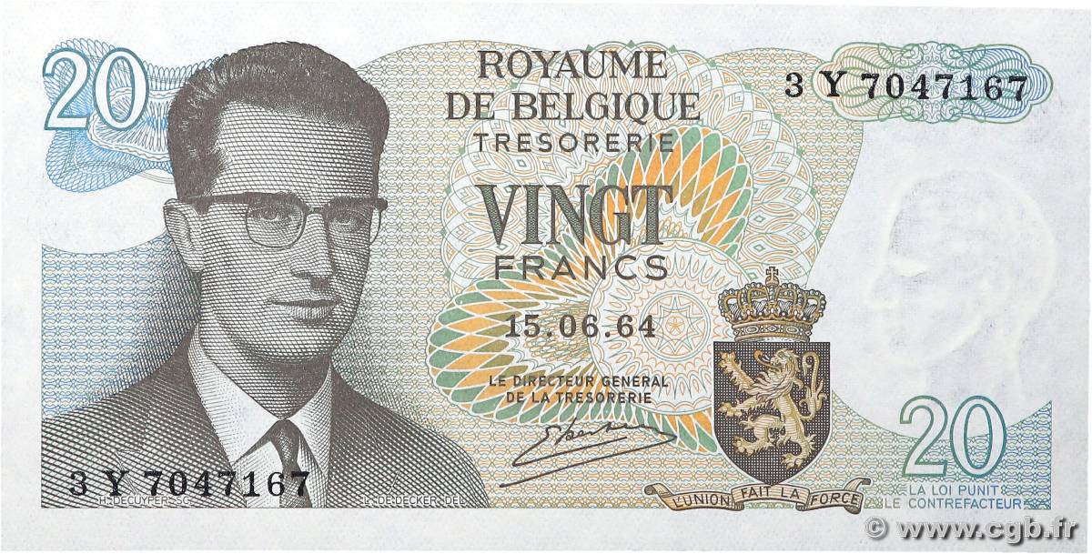 20 Francs BÉLGICA  1964 P.138 SC