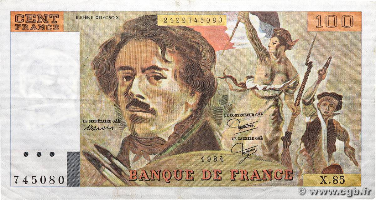 100 Francs DELACROIX modifié FRANCIA  1984 F.69.08a BB