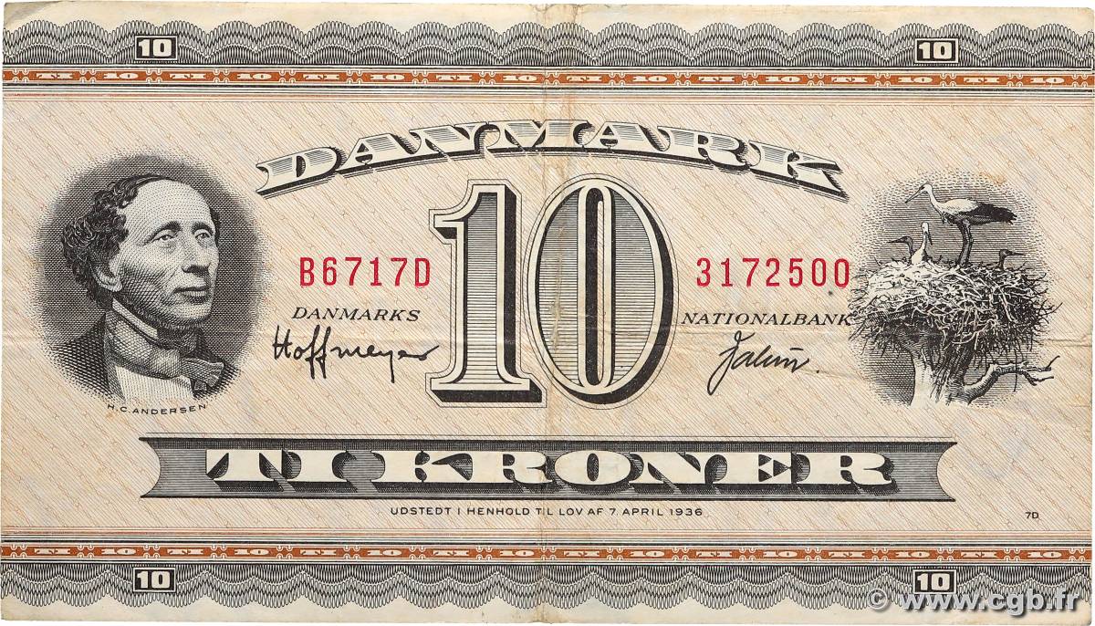 10 Kroner DINAMARCA  1971 P.044ae BC+