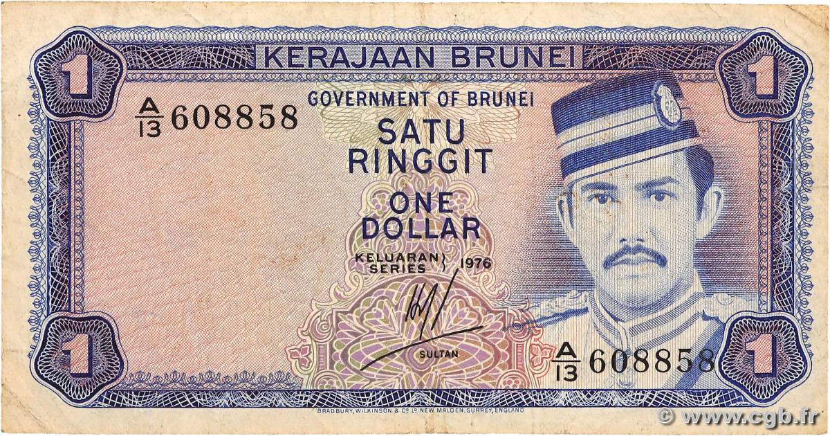 1 Ringgit - 1 Dollar BRUNEI  1976 P.06a BC