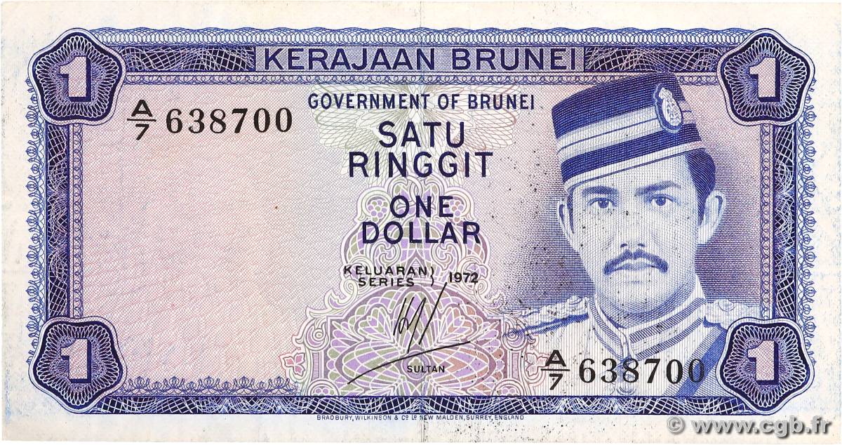 1 Ringgit - 1 Dollar BRUNEI  1972 P.06a MBC