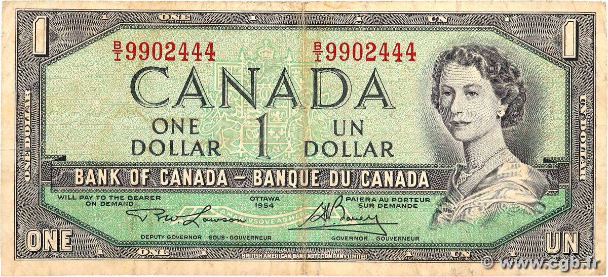 1 Dollar CANADá
  1954 P.075d BC