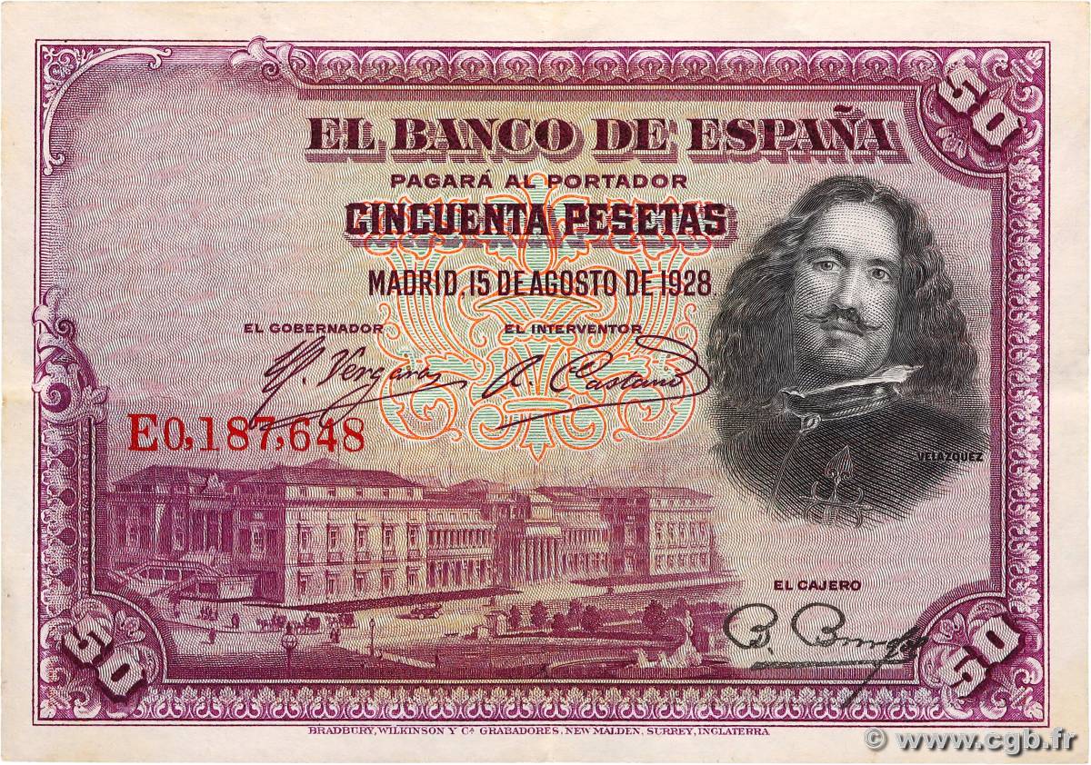 50 Pesetas ESPAGNE  1928 P.075b pr.SUP