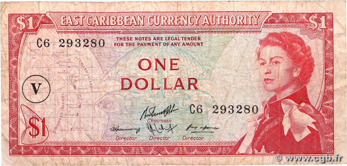 1 Dollar EAST CARIBBEAN STATES  1965 P.13o VG