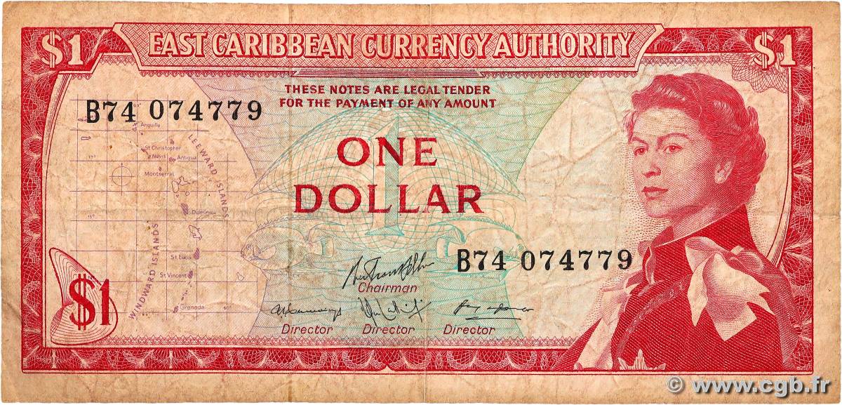 1 Dollar EAST CARIBBEAN STATES  1965 P.13f VG