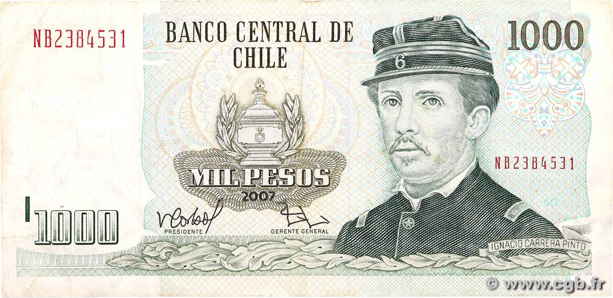 1000 Pesos CHILE
  2007 P.154g MBC