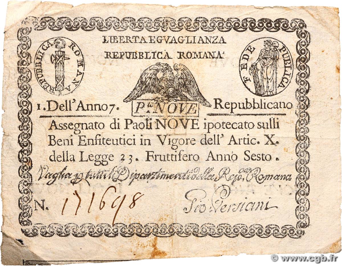 9 Paoli ITALIE  1798 PS.539 TTB