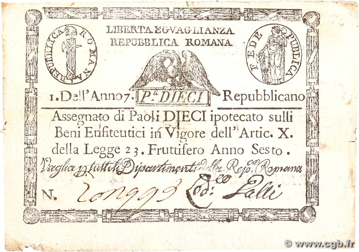10 Paoli ITALIA  1798 PS.540b MB