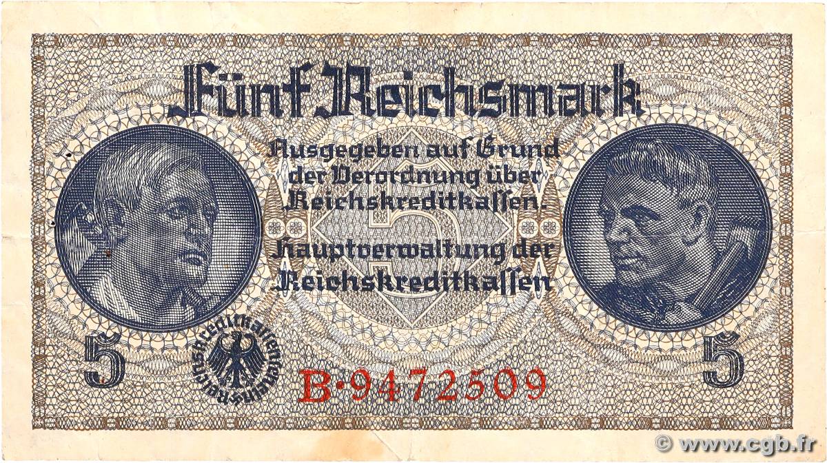 5 Reichsmark ALLEMAGNE  1940 P.R138b TB+