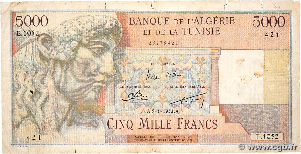 5000 Francs ALGÉRIE  1953 P.109 B+