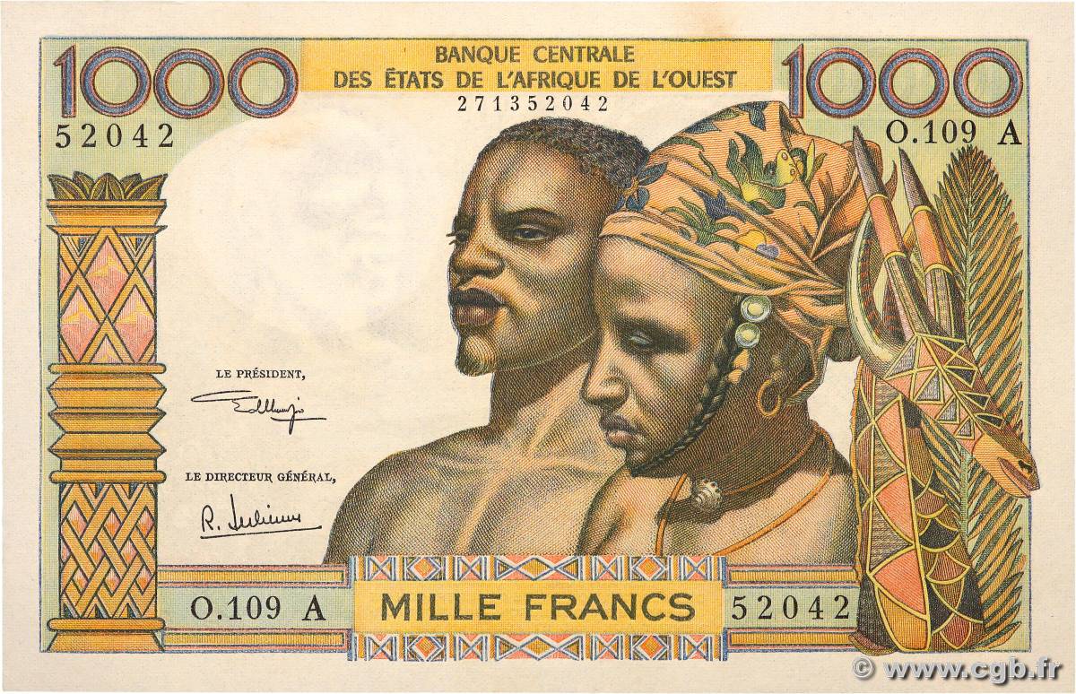 1000 Francs ESTADOS DEL OESTE AFRICANO  1973 P.103Ai SC+