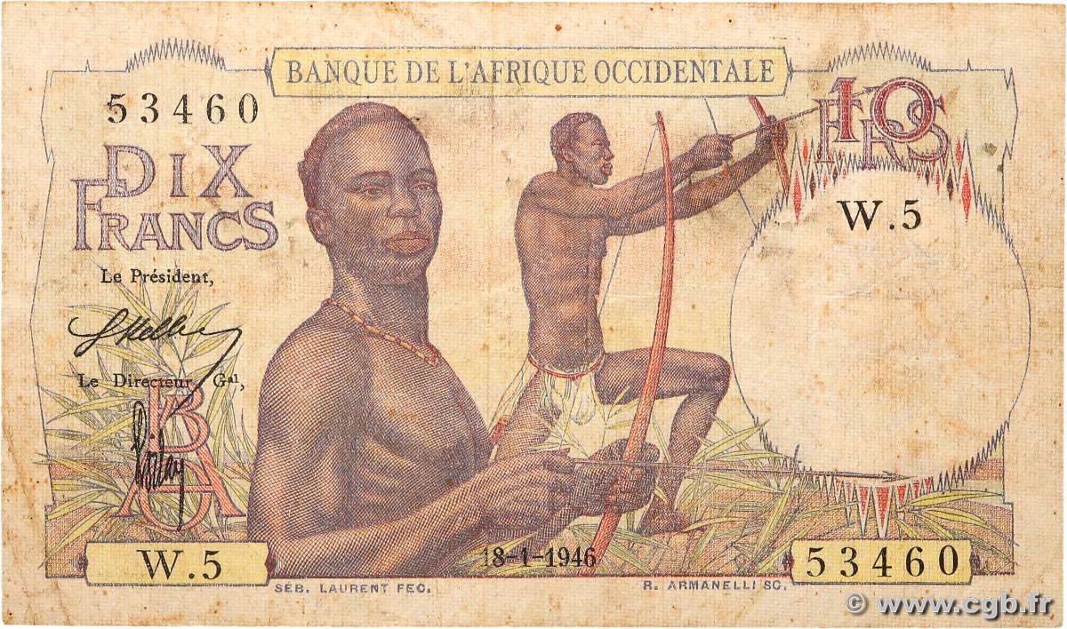 10 Francs FRENCH WEST AFRICA (1895-1958)  1946 P.37 F