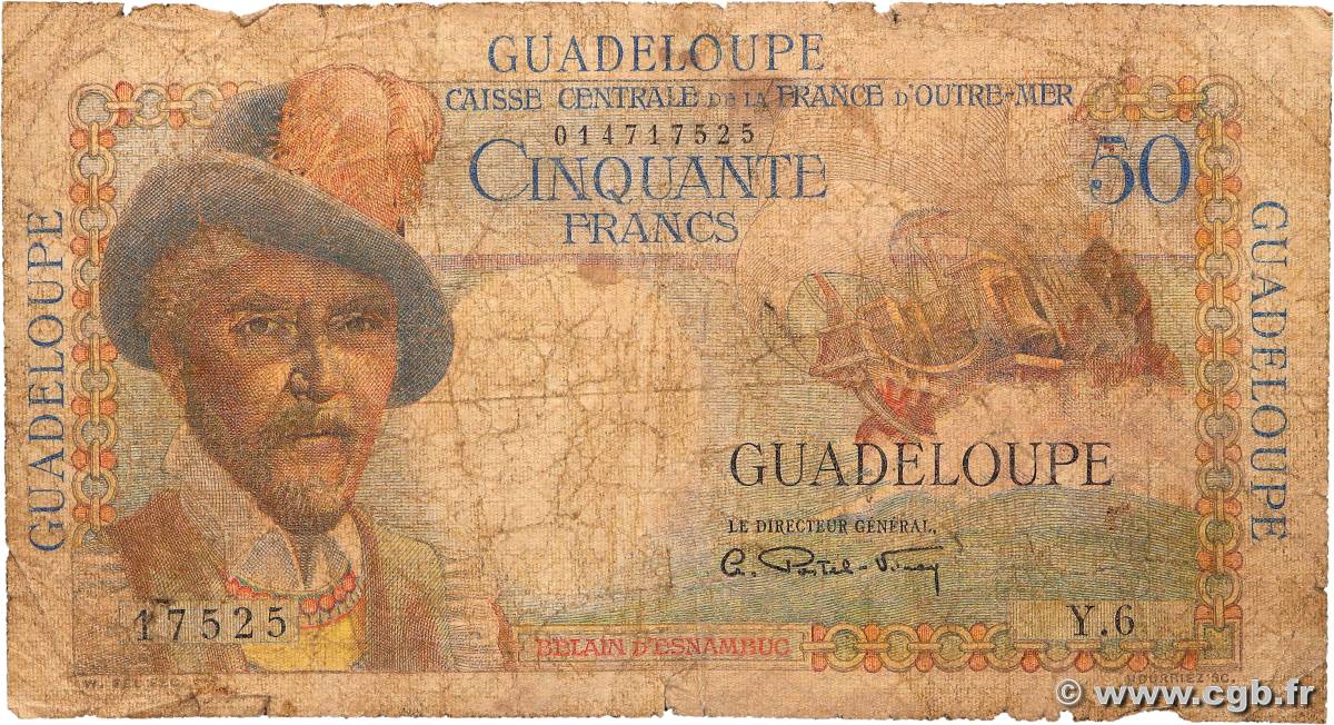 50 Francs Belain d Esnambuc GUADELOUPE  1946 P.34 P