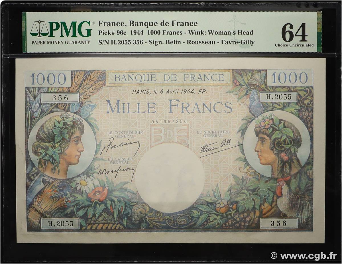 1000 Francs COMMERCE ET INDUSTRIE FRANCE  1944 F.39.05 pr.NEUF