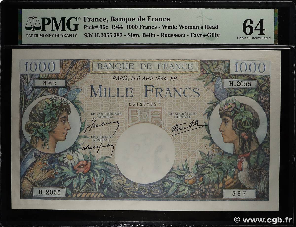 1000 Francs COMMERCE ET INDUSTRIE FRANCE  1944 F.39.05 pr.NEUF