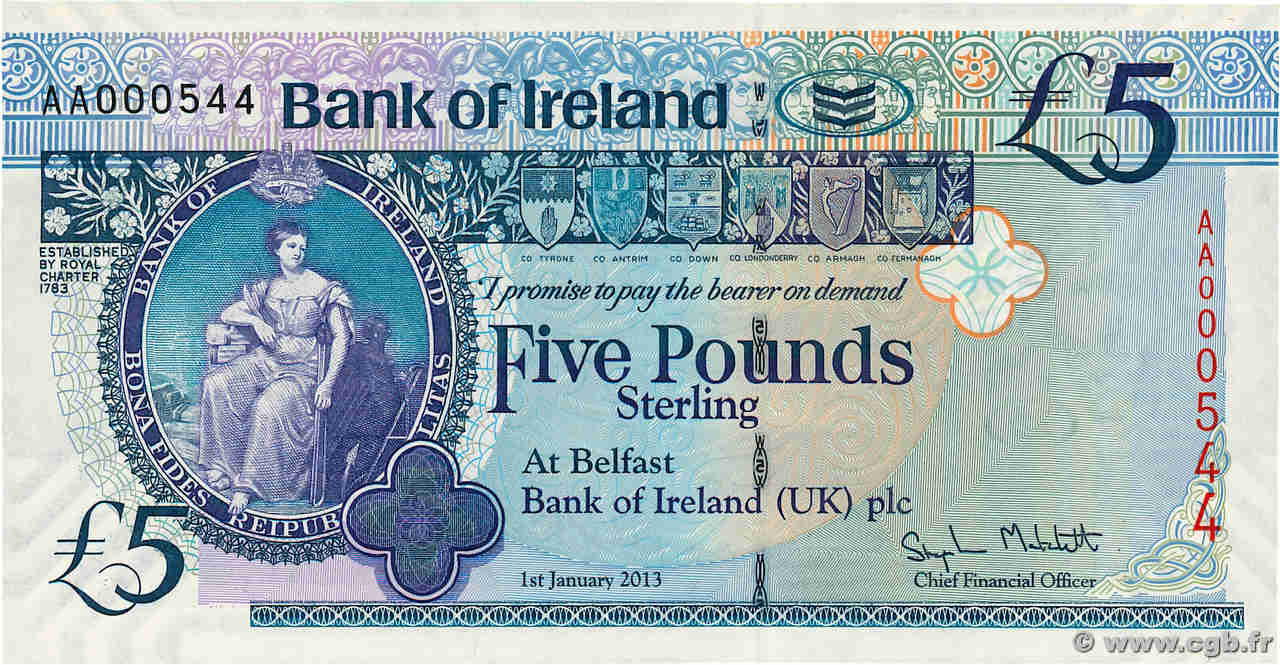 5 Pounds Petit numéro NORTHERN IRELAND  2013 P.086 FDC