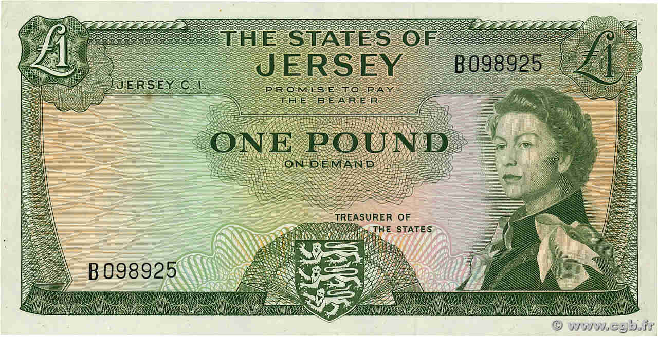 1 Pound JERSEY  1963 P.08c fVZ