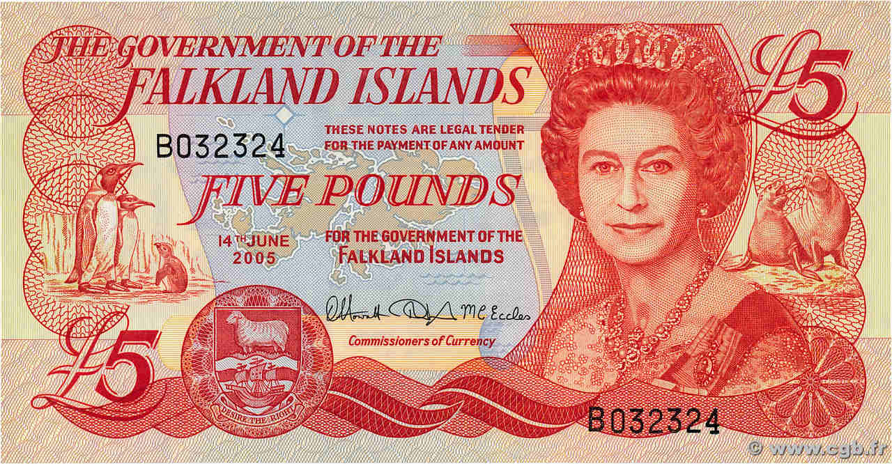 5 Pounds ÎLES FALKLAND  2005 P.17a NEUF