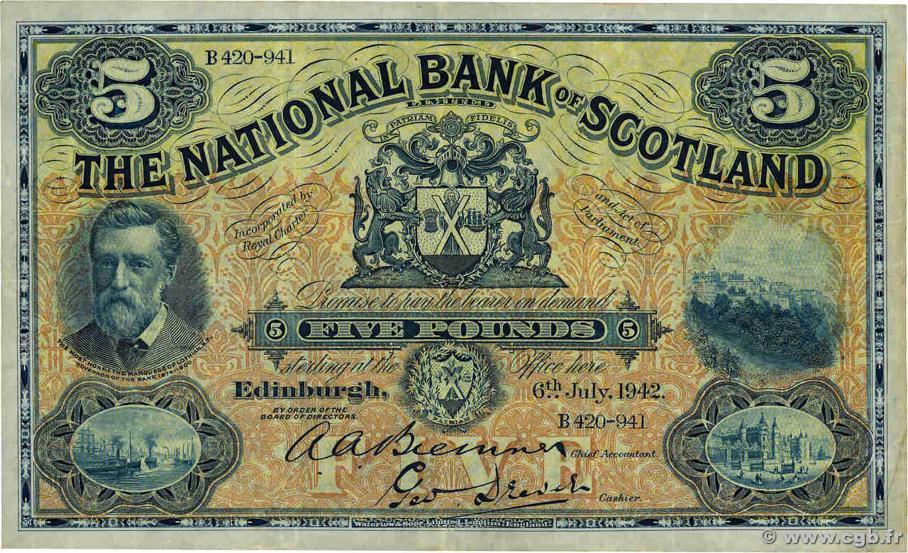 5 Pounds SCOTLAND  1942 P.259c VF-