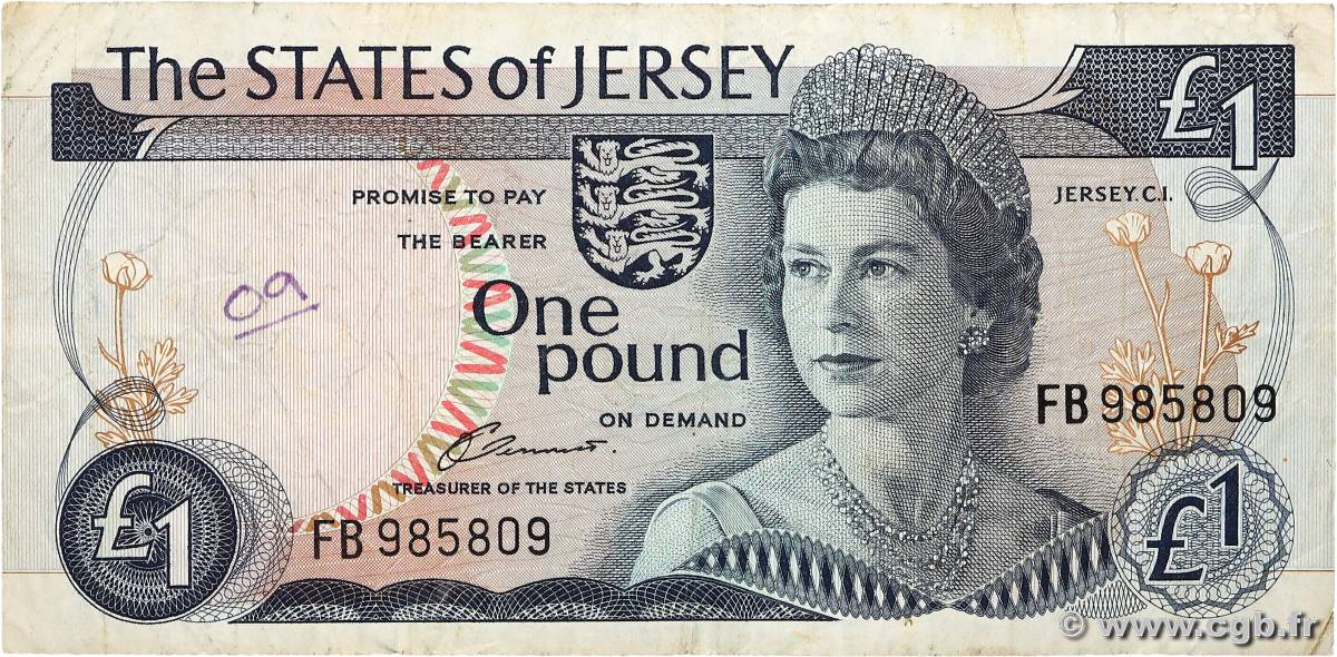 1 Pound JERSEY  1976 P.11a F