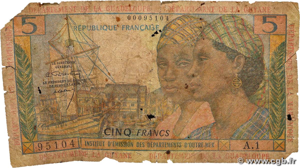 5 Francs FRENCH ANTILLES  1964 P.07a GE