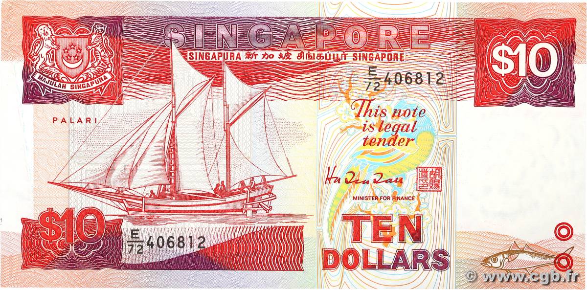 10 Dollars SINGAPUR  1988 P.20 MBC+